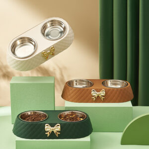 Bowknot Cat Food Bowl PP Cat Bowl